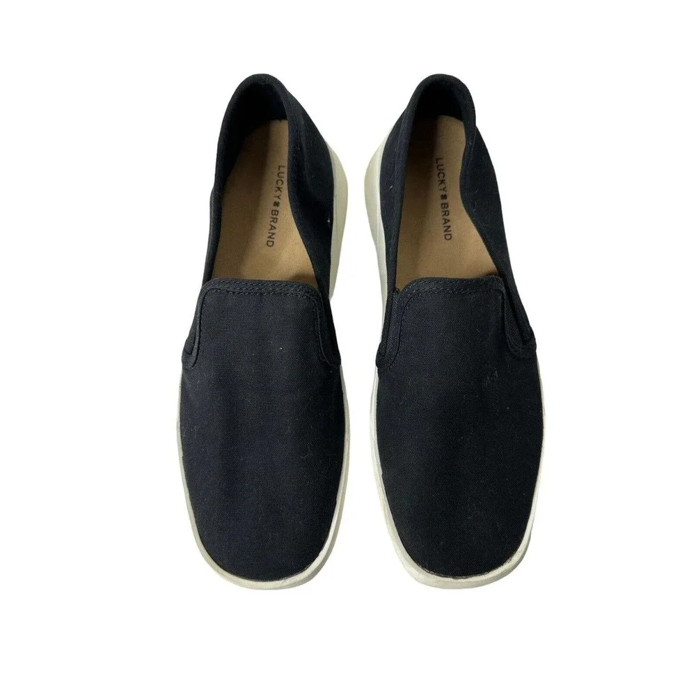 Lucky Brand Womens Gimmony Slip‎ On Sneaker 10M Casual Comfort Canvas Black
